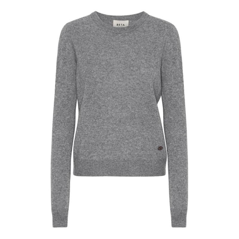 BETA STUDIOS O-NECK BASIC CASHMERE GREY MELANGE