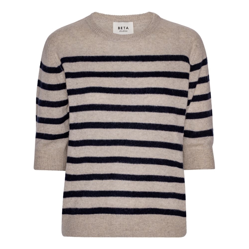 BETA STUDIOS BIANCA STRIPED LADY SLEEVE MELANGE/NAVY