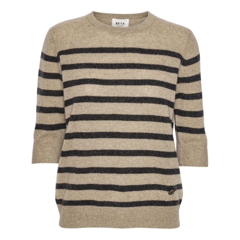 BETA STUDIOS BIANCA STRIPED LADY SLEEVE OAK BROWN/ANTHRACITE GREY