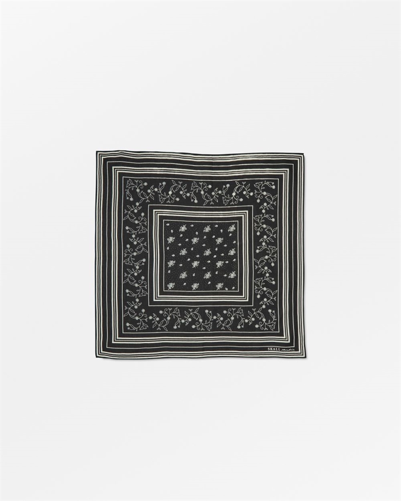 SKALL STUDIO CLASSIC SCARF 55X55 BLACK/LIGHT CREAM