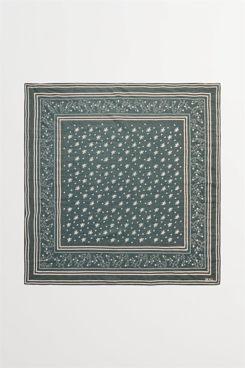 SKALL STUDIO SCARF 90X90 DARK GREEN/BROWN