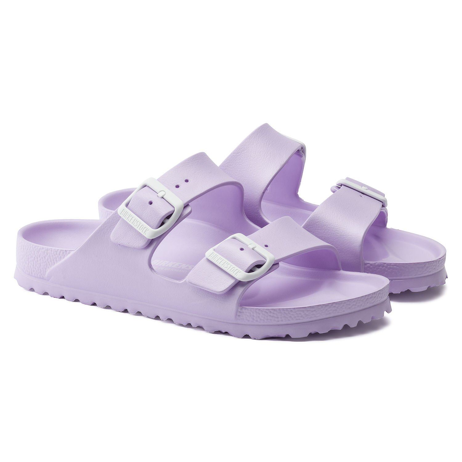 birkenstock arizona flat sandals in lilac eva