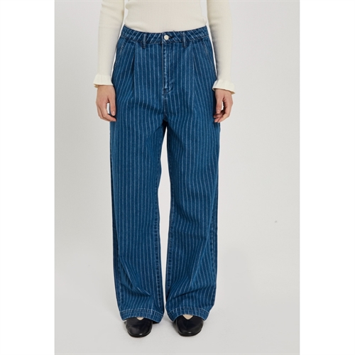 NORR KENZIE PLEAT WIDE JEANS BLUE STRIP