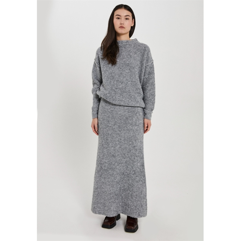 NORR FILINE KNIT SKIRT LIGHT GREY MELANGE