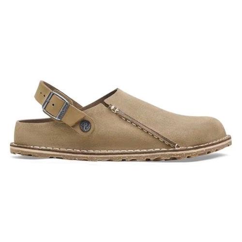BIRKENSTOCK LUTRY PREMIUM SUEDE NARROW FIT GRAY TAUPE