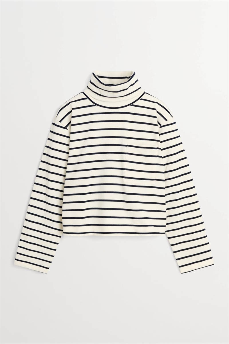 SKALL STUDIO NESSA T-NECK BLOUSE ECRU/NAVY STRIPE