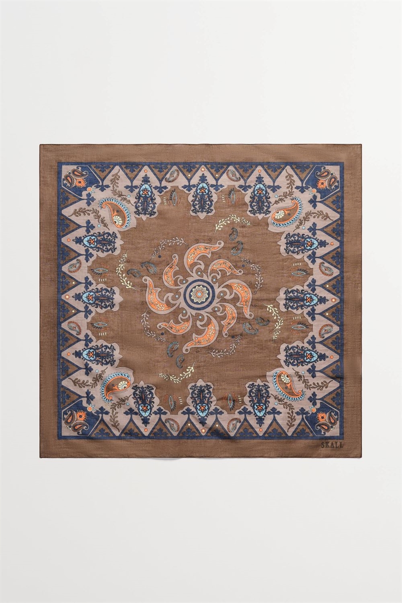 SKALL STUDIO PIPPA SCARF BROWN PAISLEY PRINT