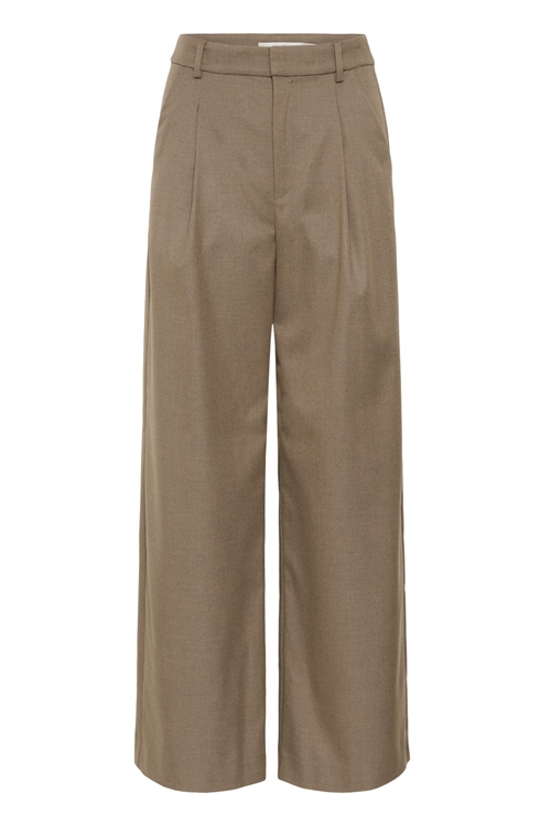 GESTUZ GZPAULA MW WIDE PANTS DARK TIMBERWOLF MELANGE/NATURE