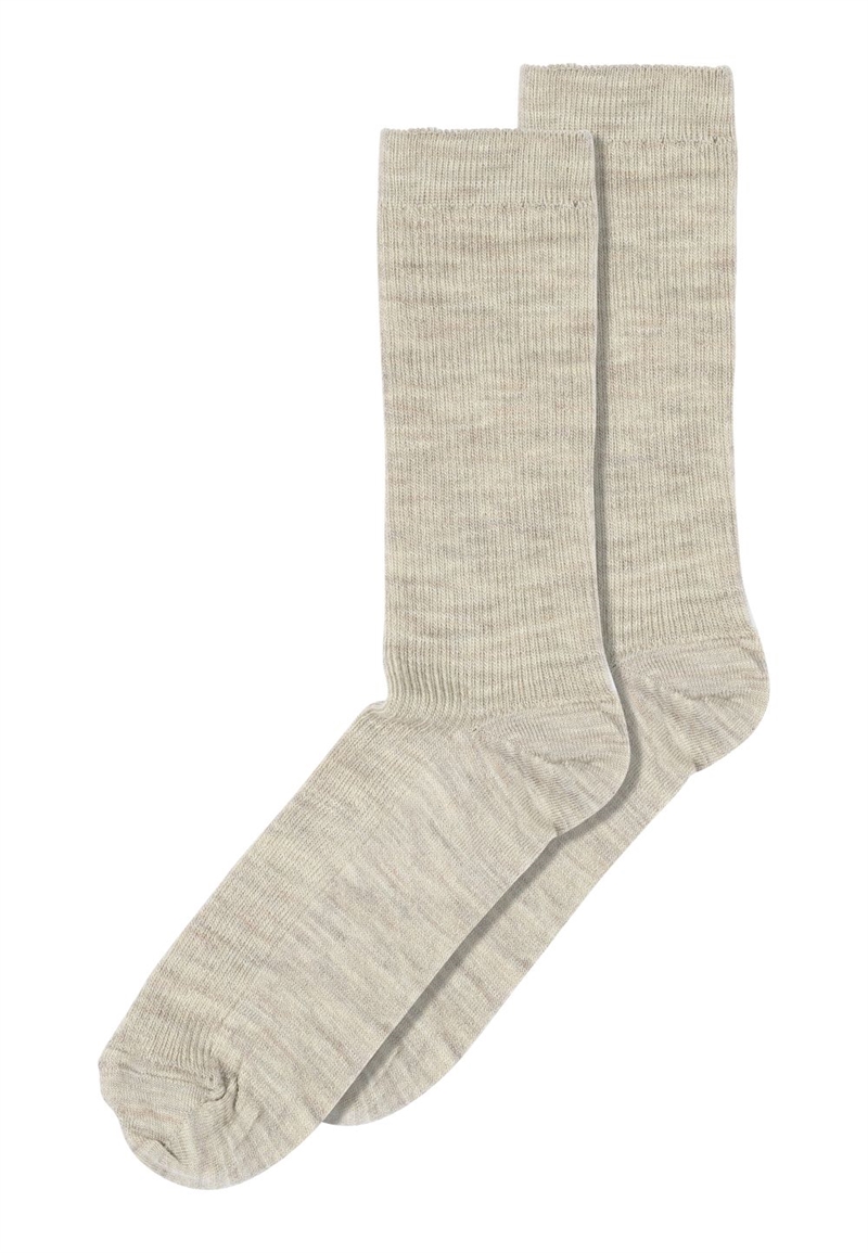 MP DENMARK FINE WOOL RIB SOCKS LIGHT BROWN MELANGE