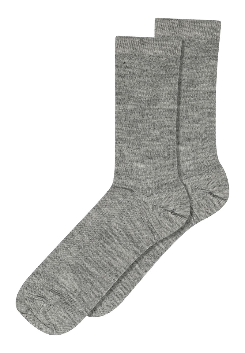 MP DENMARK FINE WOOL RIB SOCKS GREY MELANGE
