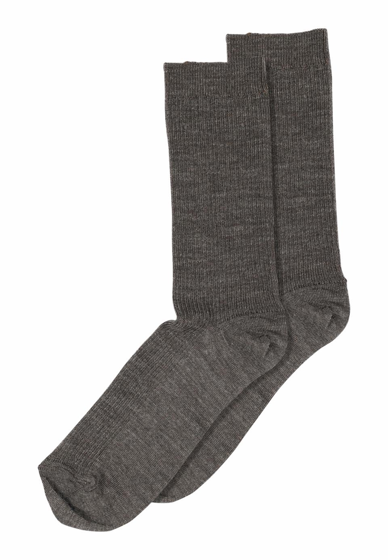 MP DENMARK FINE WOOL RIB SOCKS DARK BROWN