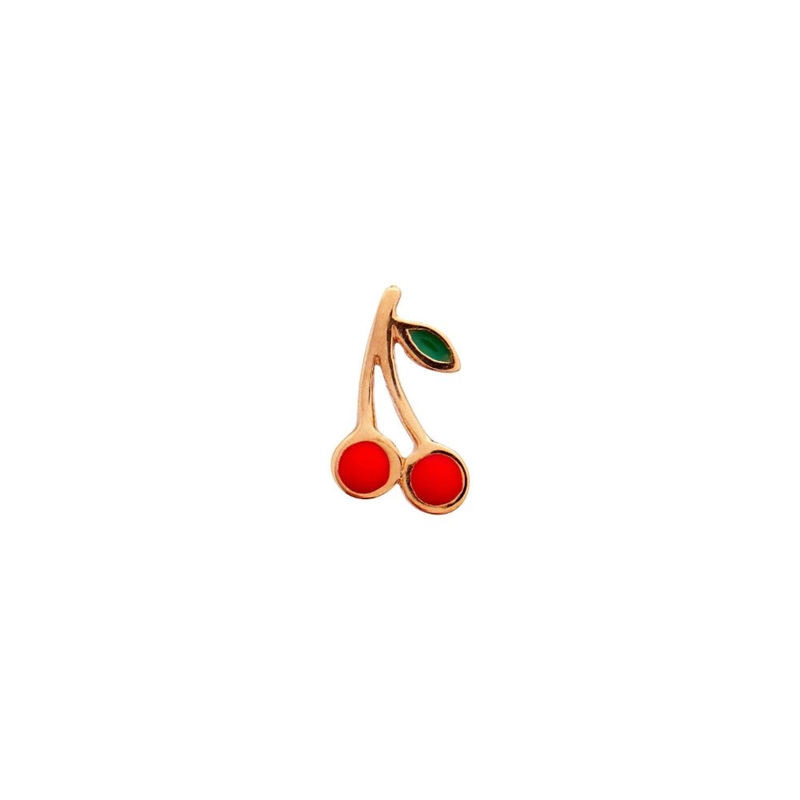 STINE A PETIT CHERRY EARRING ENAMEL GODPLATED SINGLE