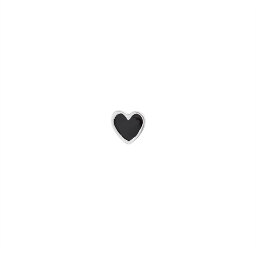 STINE A PETIT LOVE HEART BLACK ENAMEL SILVER SINGLE