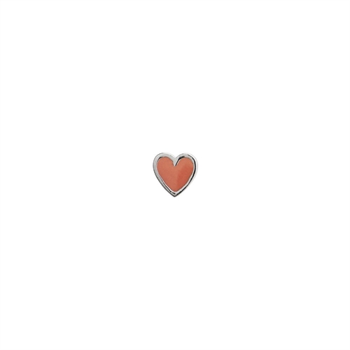 STINE A PETIT LOVE HEART CORAL ENAMEL SILVER SINGLE