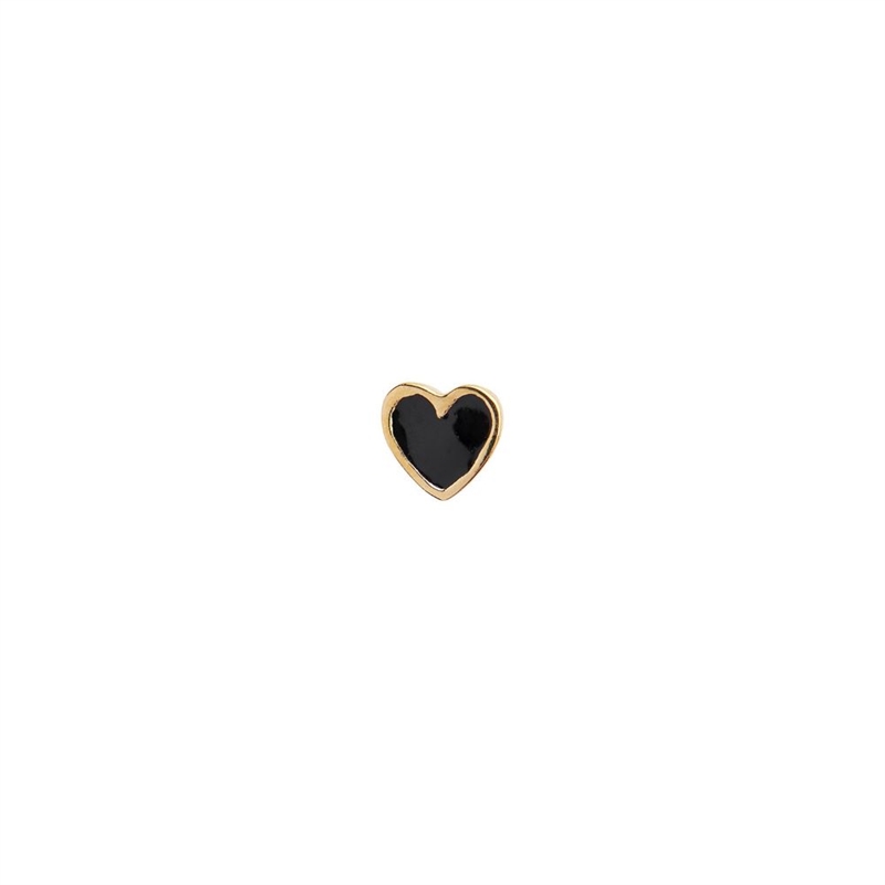 STINE A PETIT LOVE HEART BLACK ENAMEL GOLDPLATED SINGLE