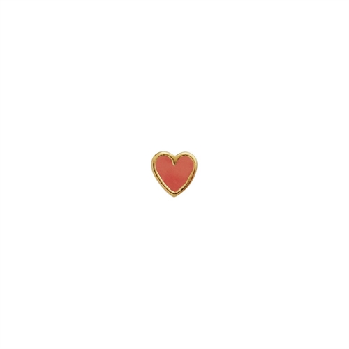 STINE A PETIT LOVE HEART CORAL ENAMEL GOLDPLATED SINGLE