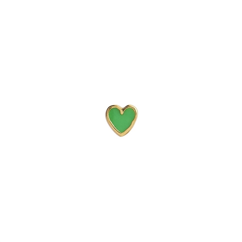 STINE A PETIT LOVE HEART GRASS GREEN ENAMEL GOLDPLATED SINGLE