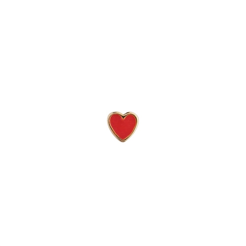 STINE A PETIT LOVE HEART RED CORAL ENAMEL GOLDPLATED SINGLE