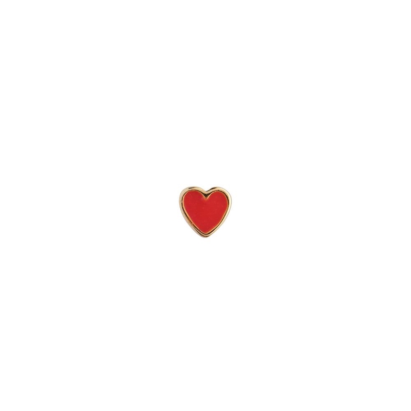 STINE A PETIT LOVE HEART RED CORAL ENAMEL GOLDPLATED SINGLE