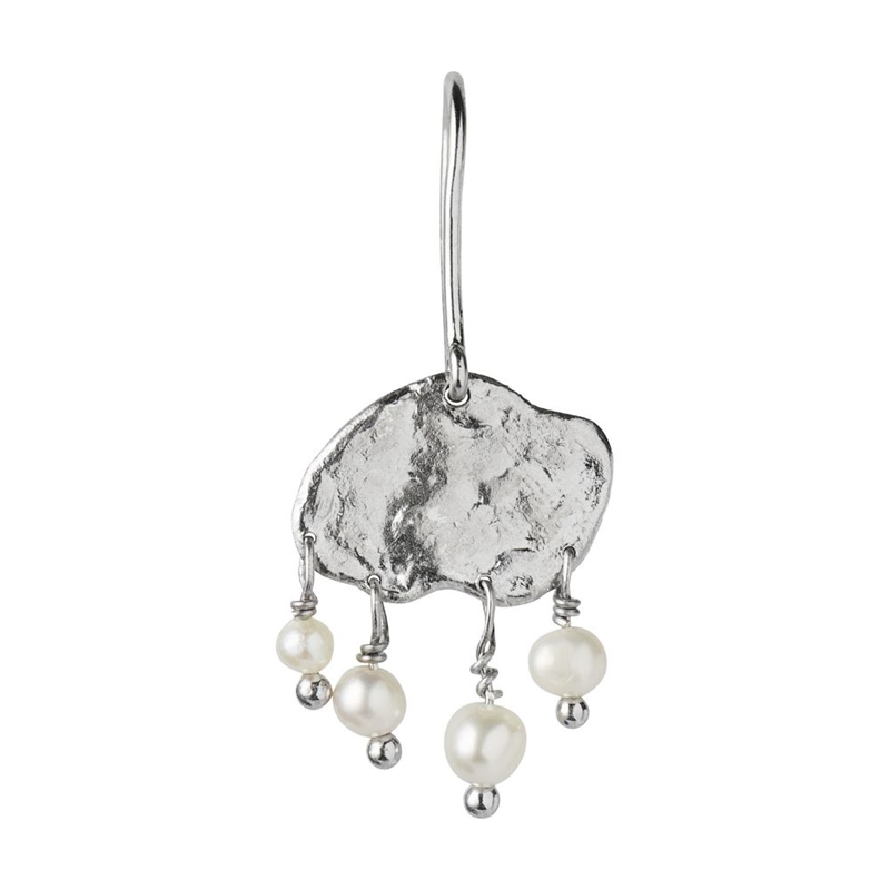 STINE A BIG SILVER SPLASH EARRING ELEGANT PEARLS SILVER SINGLE