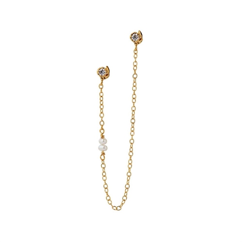 STINE A TWIN FLOW EARRING WITH STONES, CHAIN AND PEARLS - SINGLE 