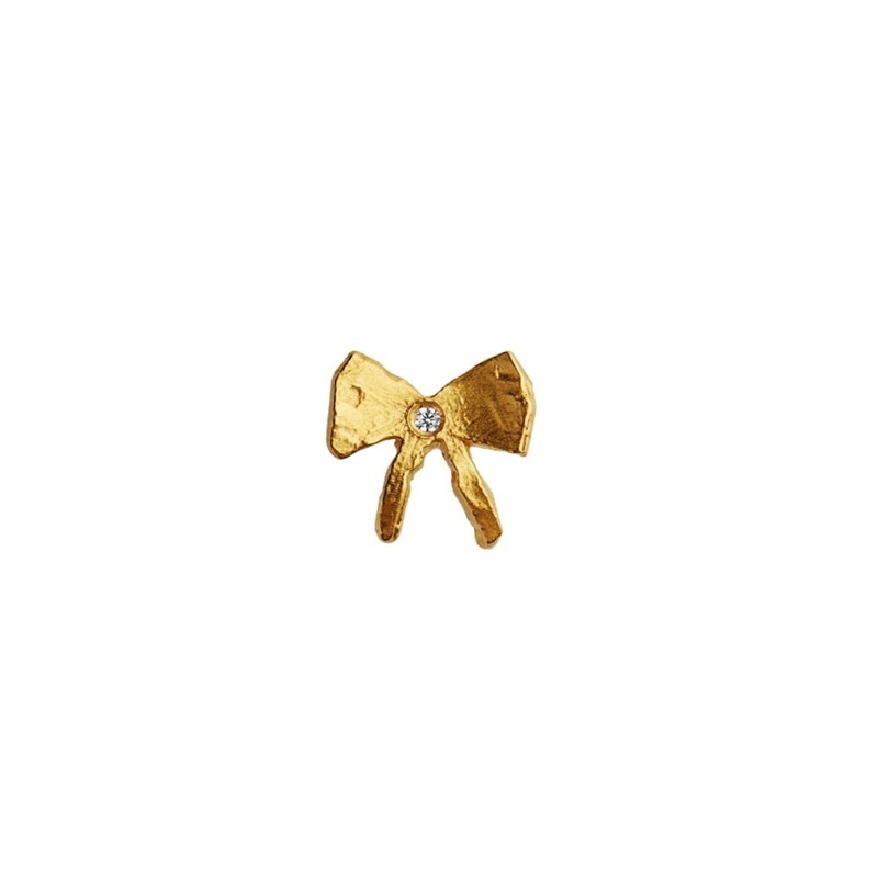 STINE A PETIT BOW EARRING WITH STONE GOLDPLATED SINGLE