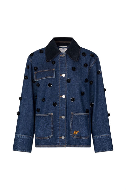 BAUM UND PFERDGARTEN BEANNIE JACKET DENIM SEQUINCE FLOWER