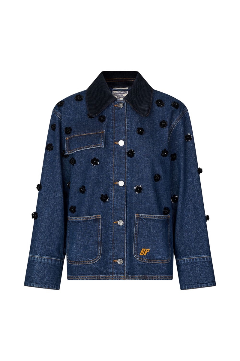 BAUM UND PFERDGARTEN BEANNIE JACKET DENIM SEQUINCE FLOWER