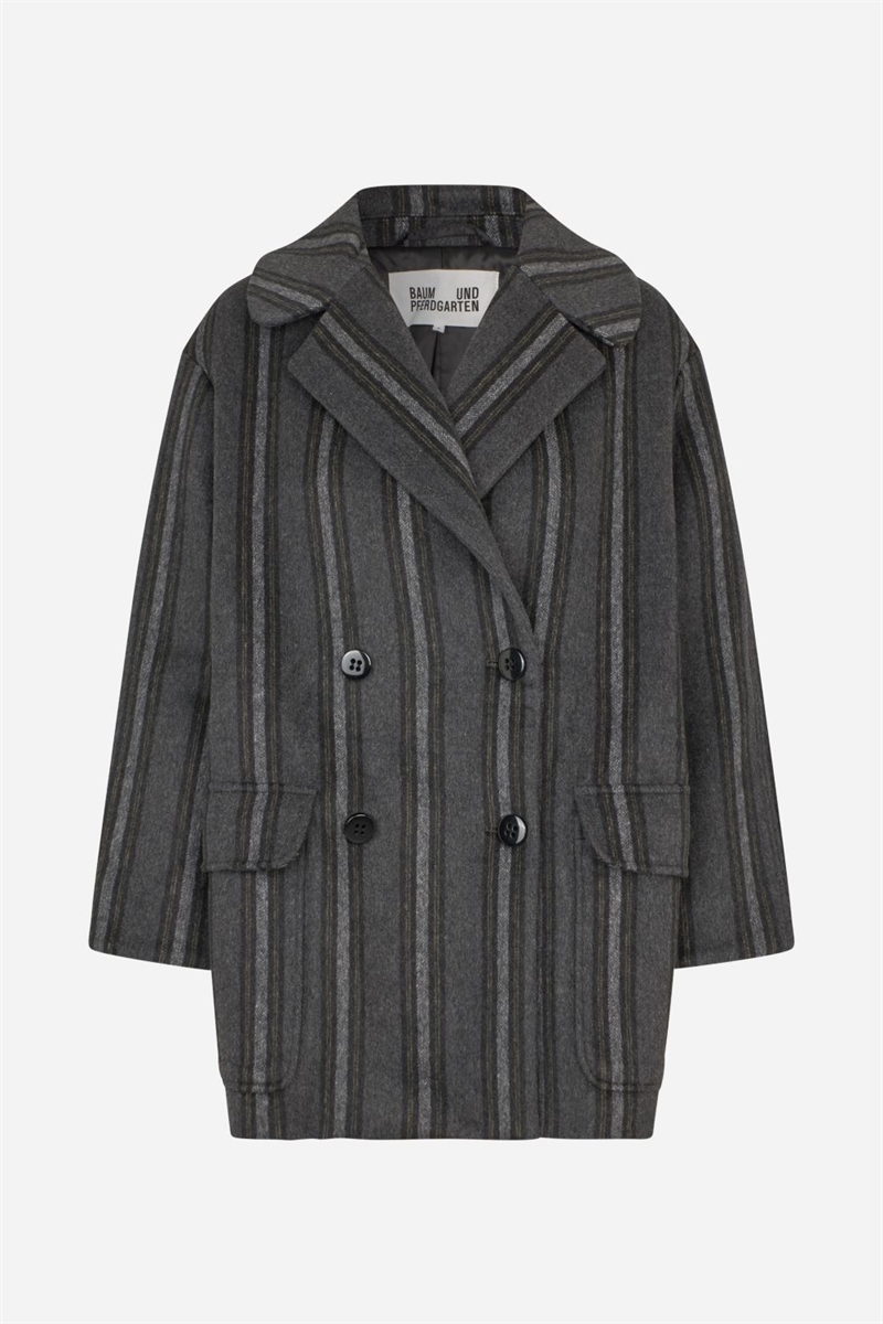 BAUM UND PFERDGARTEN BATICA SHORT COAT BLACK GREY STRIPE