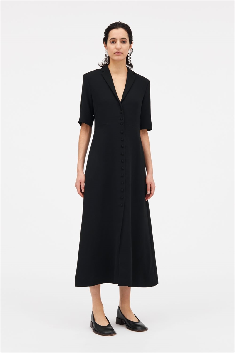 MKDT DEMI CREPE GEORGETTE DRESS BLACK