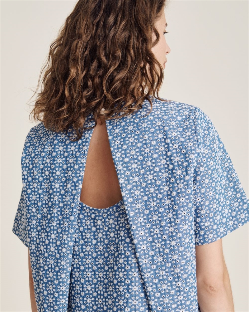 NUE NOTES MONTGOMERY BLOUSE WHITE DENIM