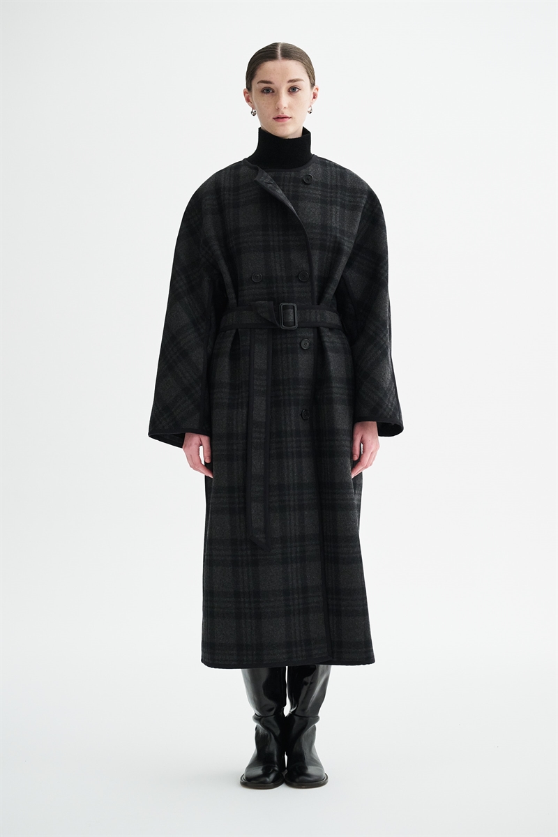 MKDT CASPIA CHECK COAT BLACK