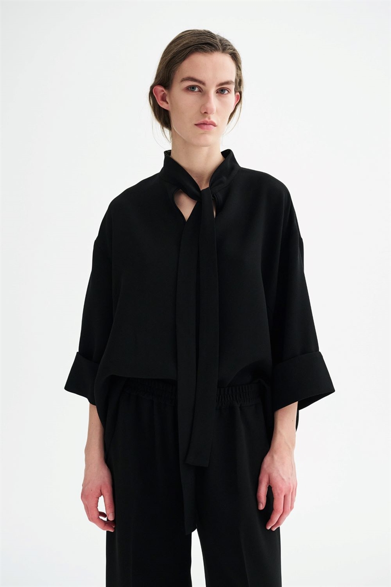 MKDT SIVA CREPE GEORGETTE SHIRT BLACK