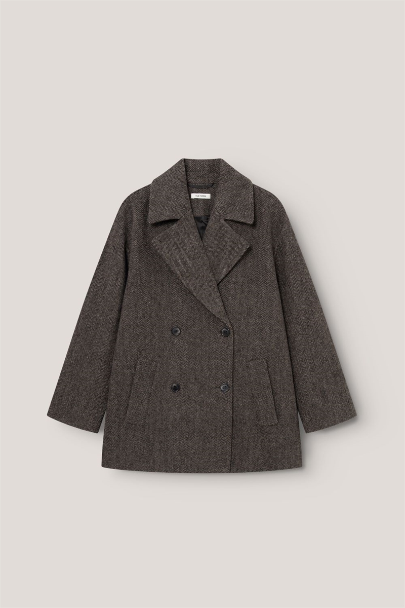 NUE NOTES EDMONTON COAT DARK BROWN HERRINGBONE