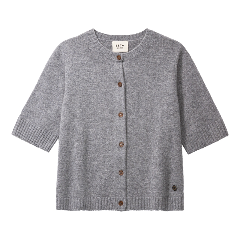 BETA STUDIO NALINE S/S CARDIGAN GREY MELANGE