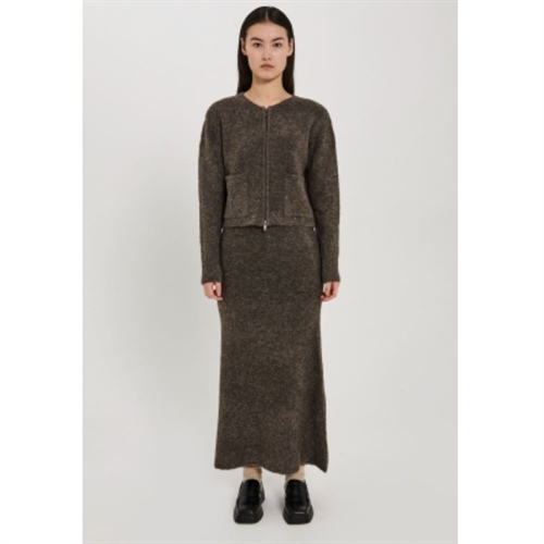 NORR FILINE KNIT SKIRT DARK BROWN