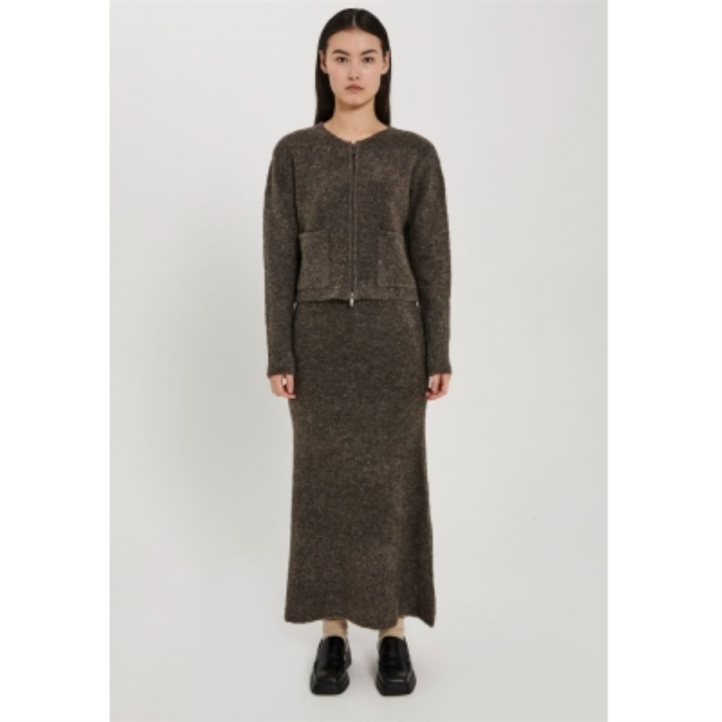 NORR FILINE KNIT SKIRT DARK BROWN