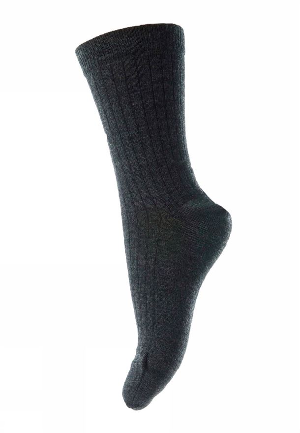 MP WOMAN WOOL RIB SOCKS DARK GREY MELANGE