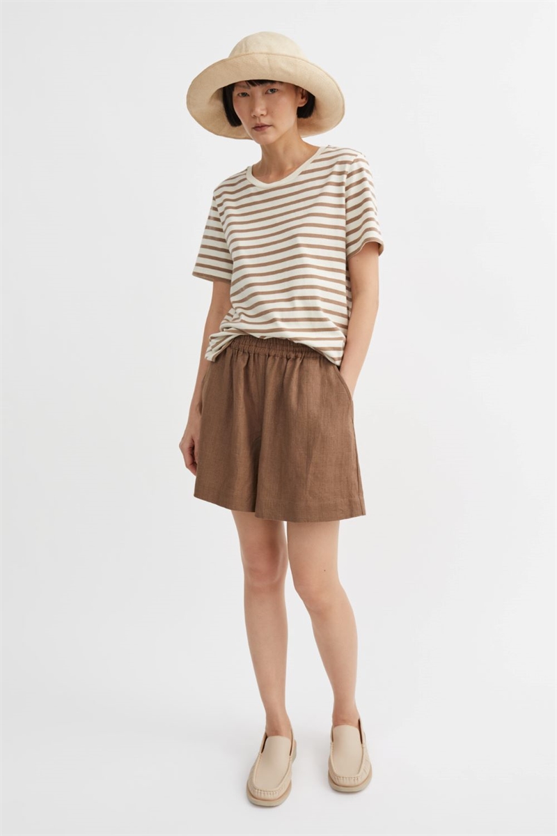 SKALL STUDIO LOUI REGULAR TEE LIGHT BROWN/WHITE STRIPE