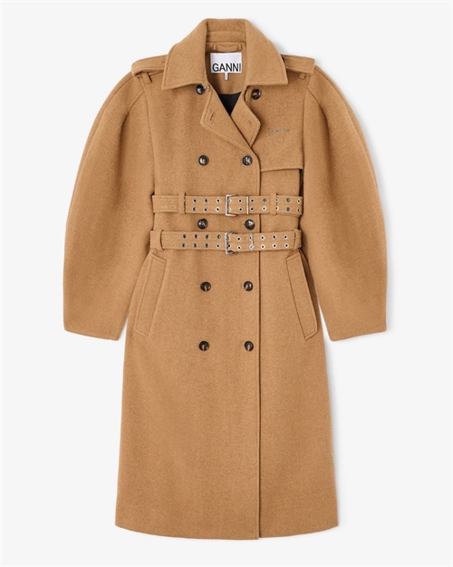 GANNI A1010072 TRENCH COAT ULD TIGERS EYE