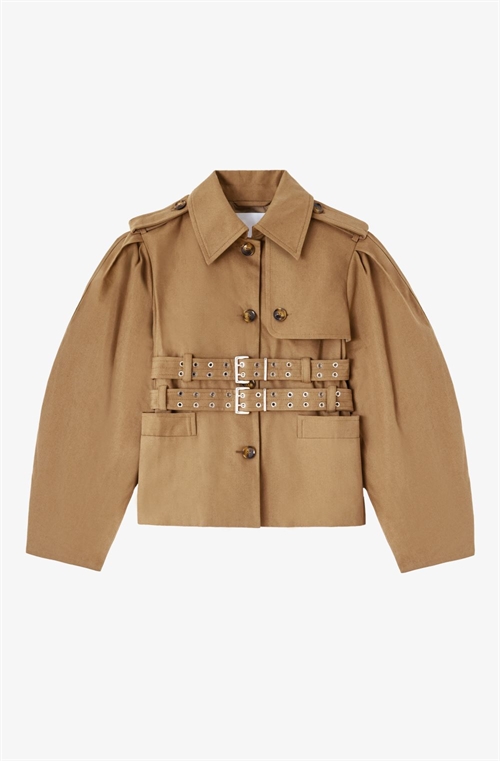 GANNI A1010196 WORKWEAR CANVAS SHORT PEPLUN JACKET ERMINE