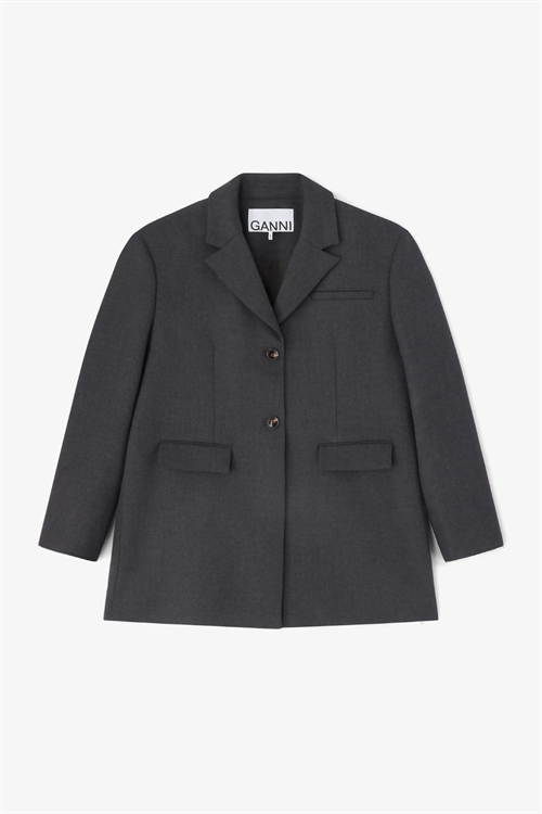 GANNI A1020022 WOOL SUITING BLAZER GREY