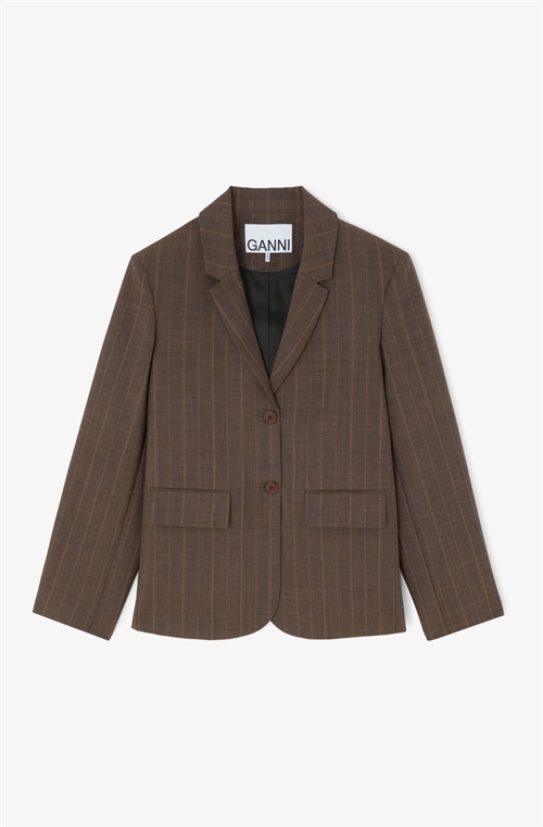 GANNI A1020109 HWAVY CHECK TWILL BLAZER MULTICOLOUR