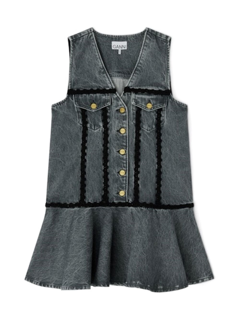 GANNI A1030102 DENIM KJOLE M/BLONDE SLATE GREY
