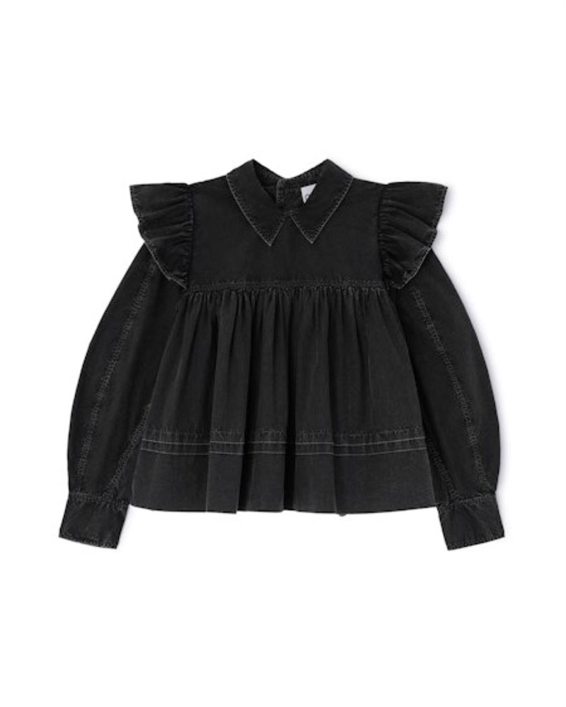 GANNI A1040061 FLÆSEBLUSE JET BLACK