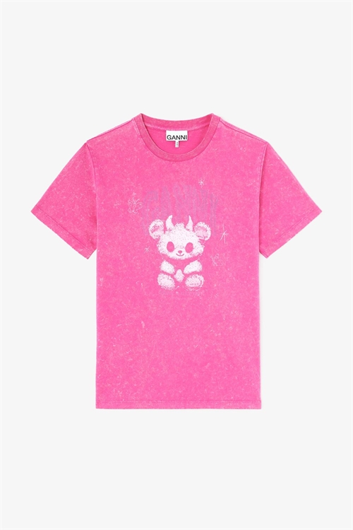 GANNI A1050146 FUTURE HEAVY T-SHIRT WASH EFFECT RASPBERRY ROSE