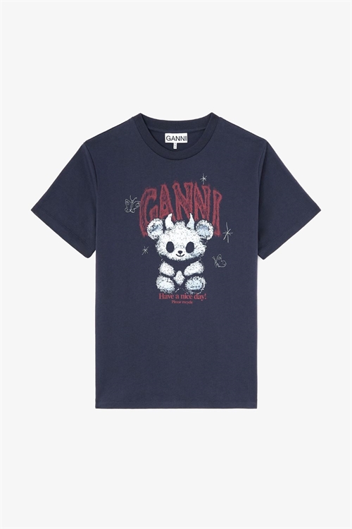 GANNI A1050183 FUTURE HEAVY T-SHIRT BEAR PHANTOM