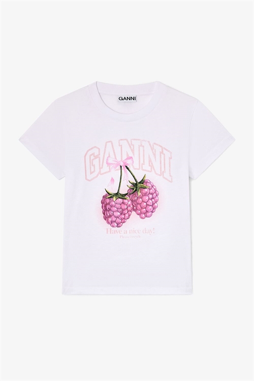 GANNI A1050185 BABY FIT T-SHIRT RASPBERRY BRIGHT WHITE