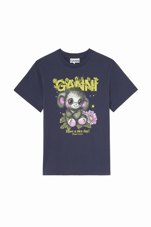GANNI A1050218 BASIC COTTON T-SHIRT MONKEY PHANTOM