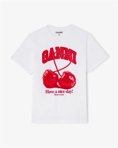 GANNI A1050247 BASIC COTTON JERSEY CHERRY CAVIAR BRIGHT WHITE